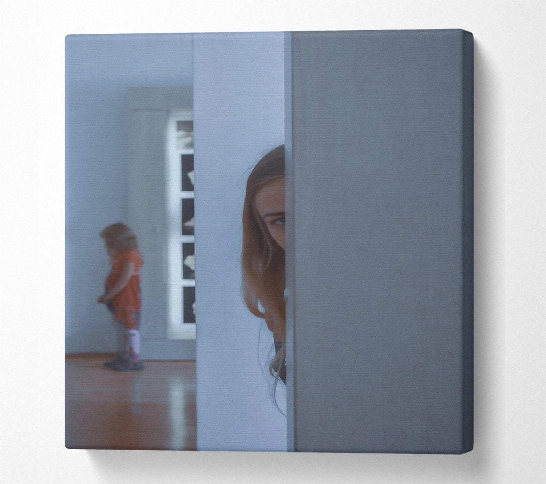  A Canvas Print of Blue Glance Behind Door Canvas Wall Art