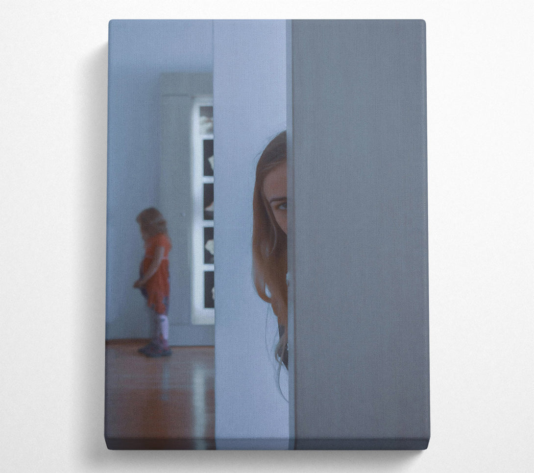  A Canvas Print of Blue Glance Behind Door Canvas Wall Art