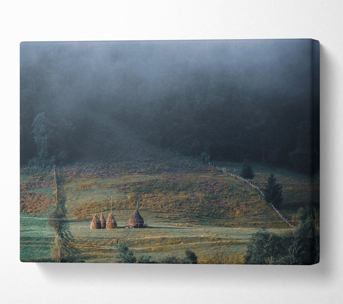  A Canvas Print of Green Haystacks In Mist Canvas Wall Art