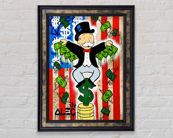 Monopoly Usa Flag Framed Print