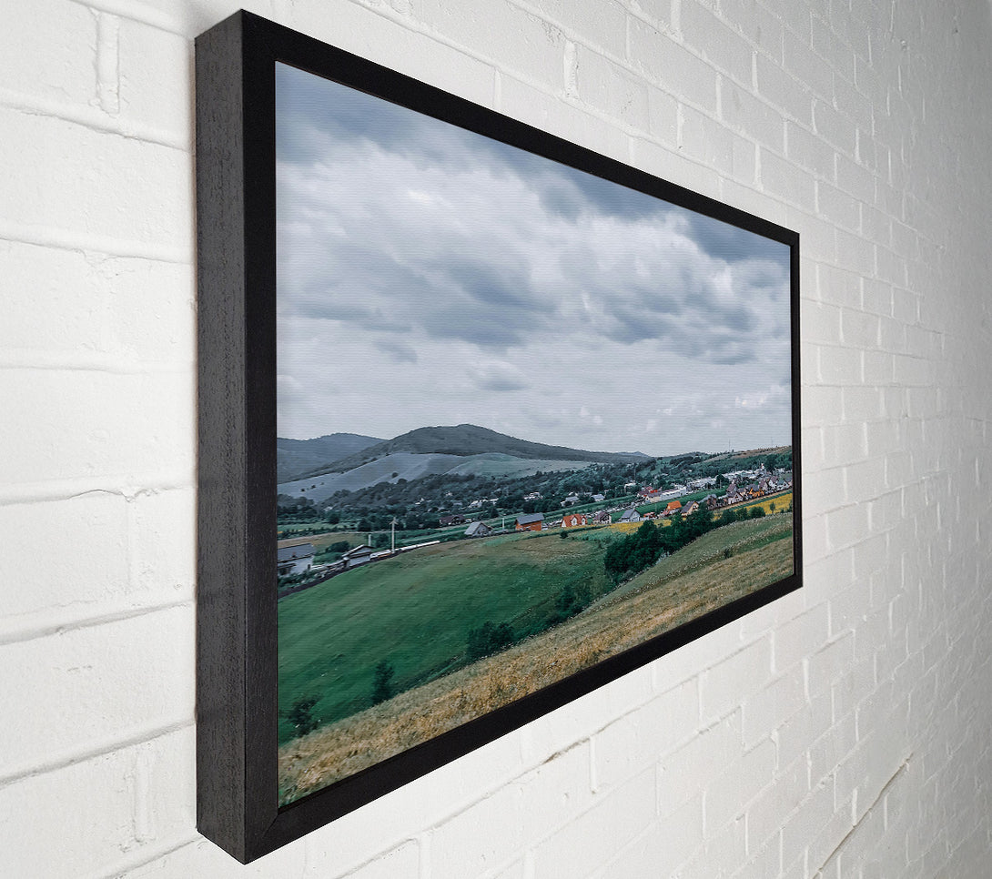  A Canvas Print of Green Hills Under Grey Skies Canvas Print