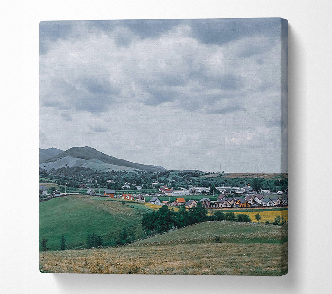  A Canvas Print of Green Hills Under Grey Skies Canvas Print