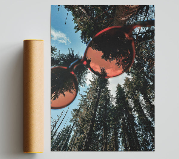 Red Lens Forest View Poster