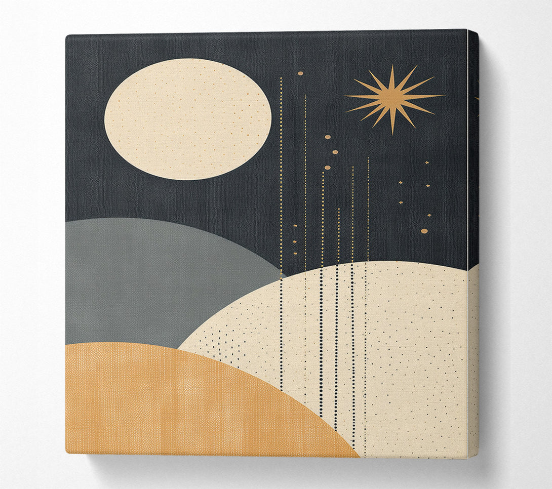  A Canvas Print of Moon And Stars Bohemian Shapes Canvas Print