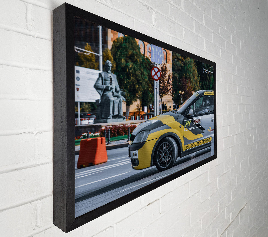  A Canvas Print of Yellow Rally Car Canvas Wall Art