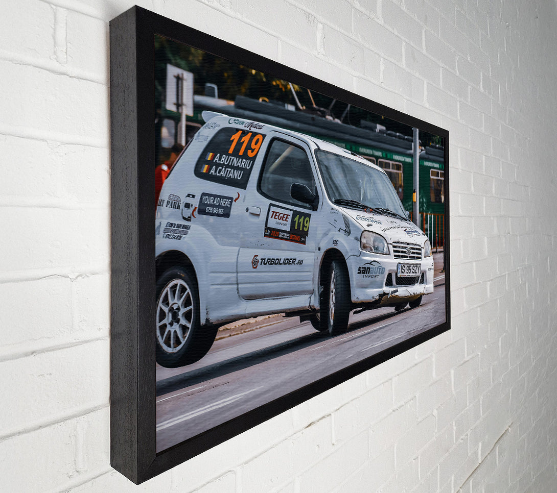  A Canvas Print of White Rally Car 119 Canvas Print