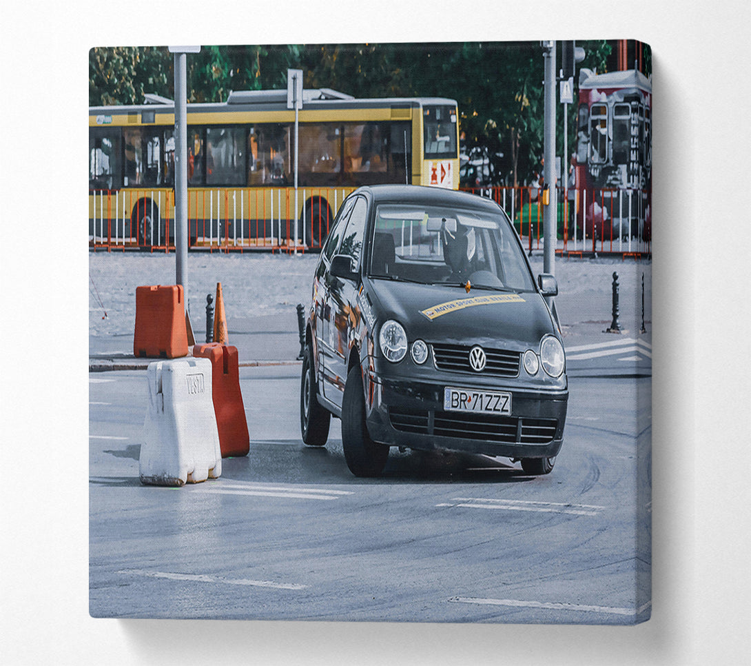 A Canvas Print of Black Car In City Canvas Art