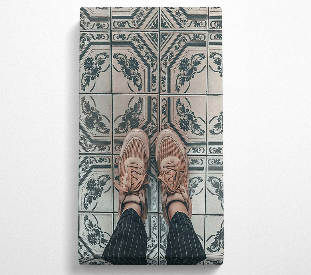  A Canvas Print of Peach Tile Steps Canvas Art