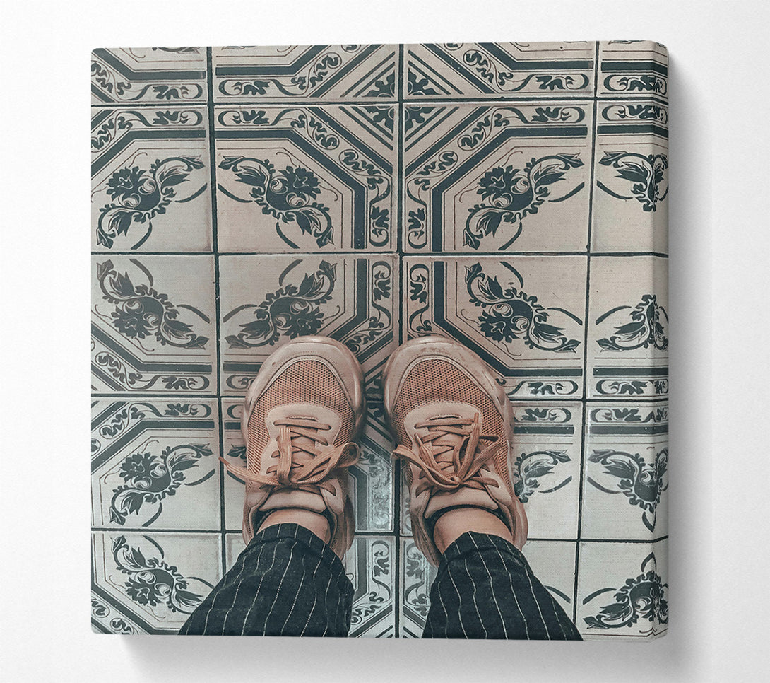  A Canvas Print of Peach Tile Steps Canvas Art