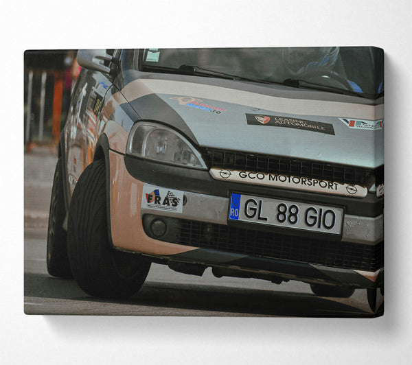  A Canvas Print of Silver Rally Car Canvas Print