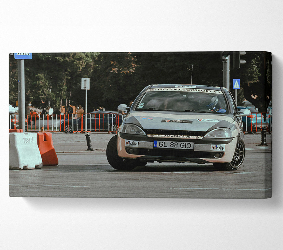  A Canvas Print of Silver Rally Car Canvas Print
