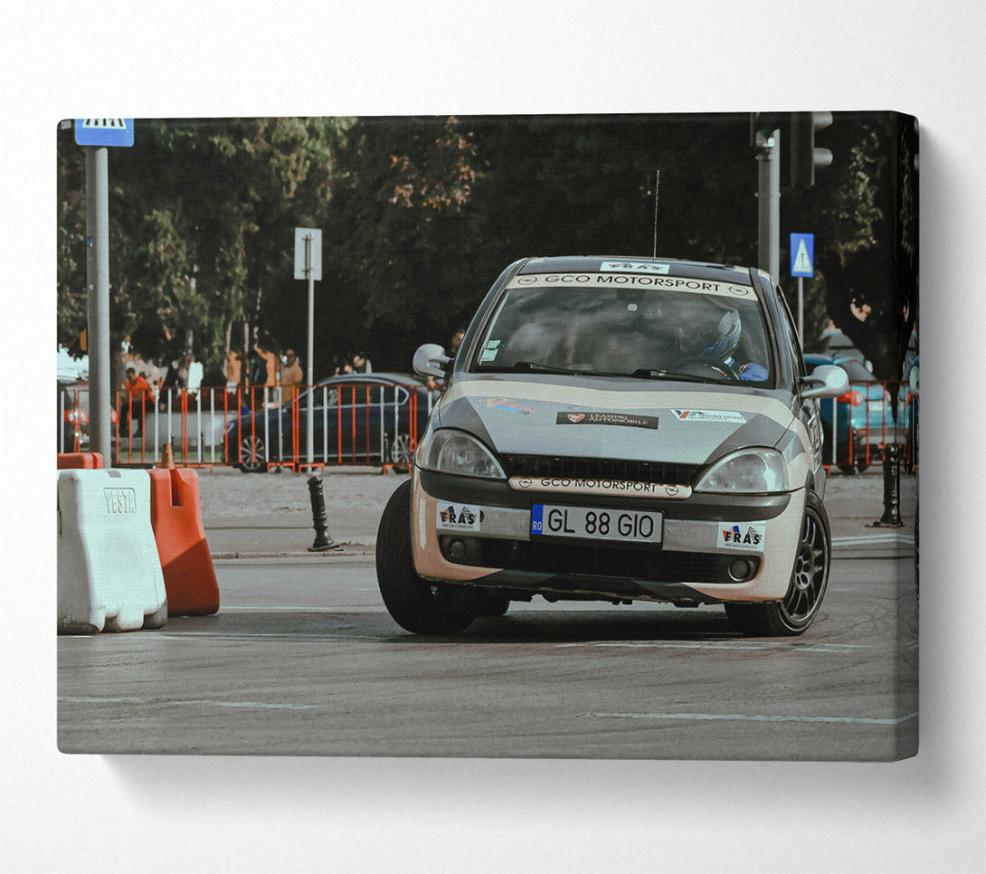  A Canvas Print of Silver Rally Car Canvas Print