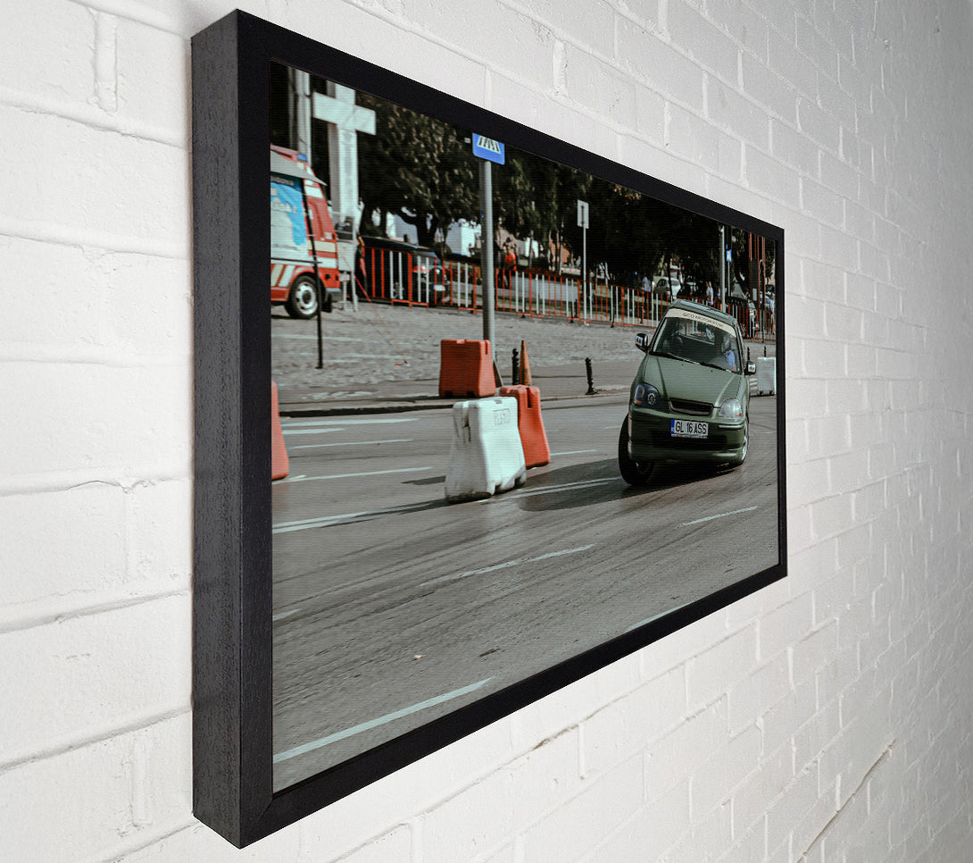  A Canvas Print of Green Car Drifting Canvas Art