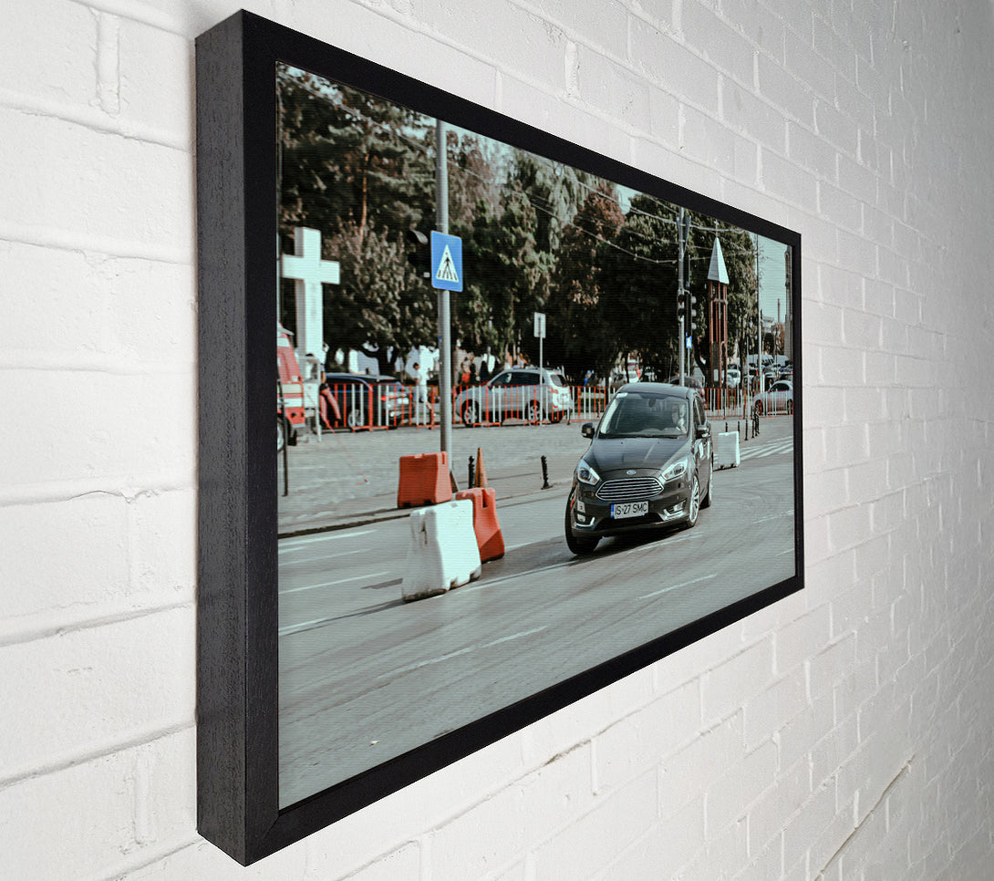  A Canvas Print of Grey City Sedan Canvas Print