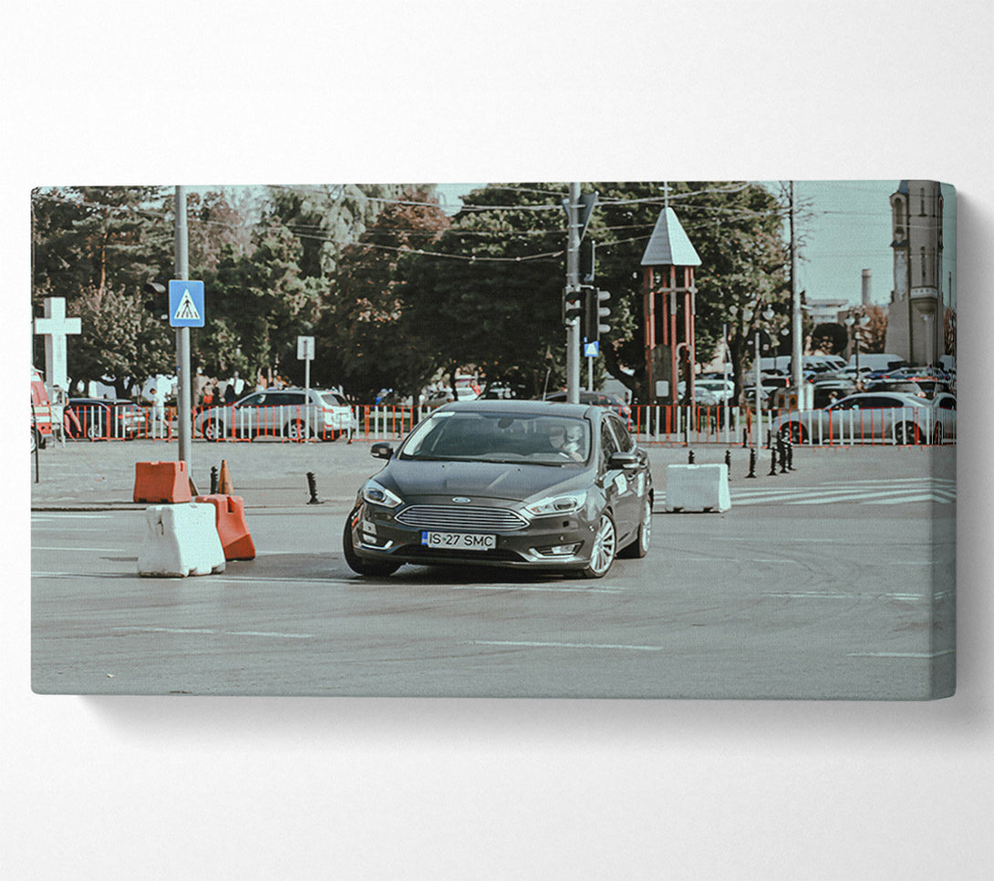  A Canvas Print of Grey City Sedan Canvas Print