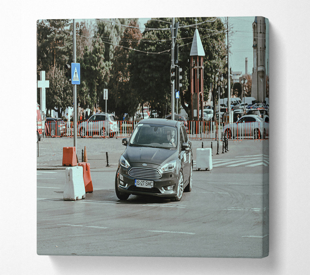  A Canvas Print of Grey City Sedan Canvas Print
