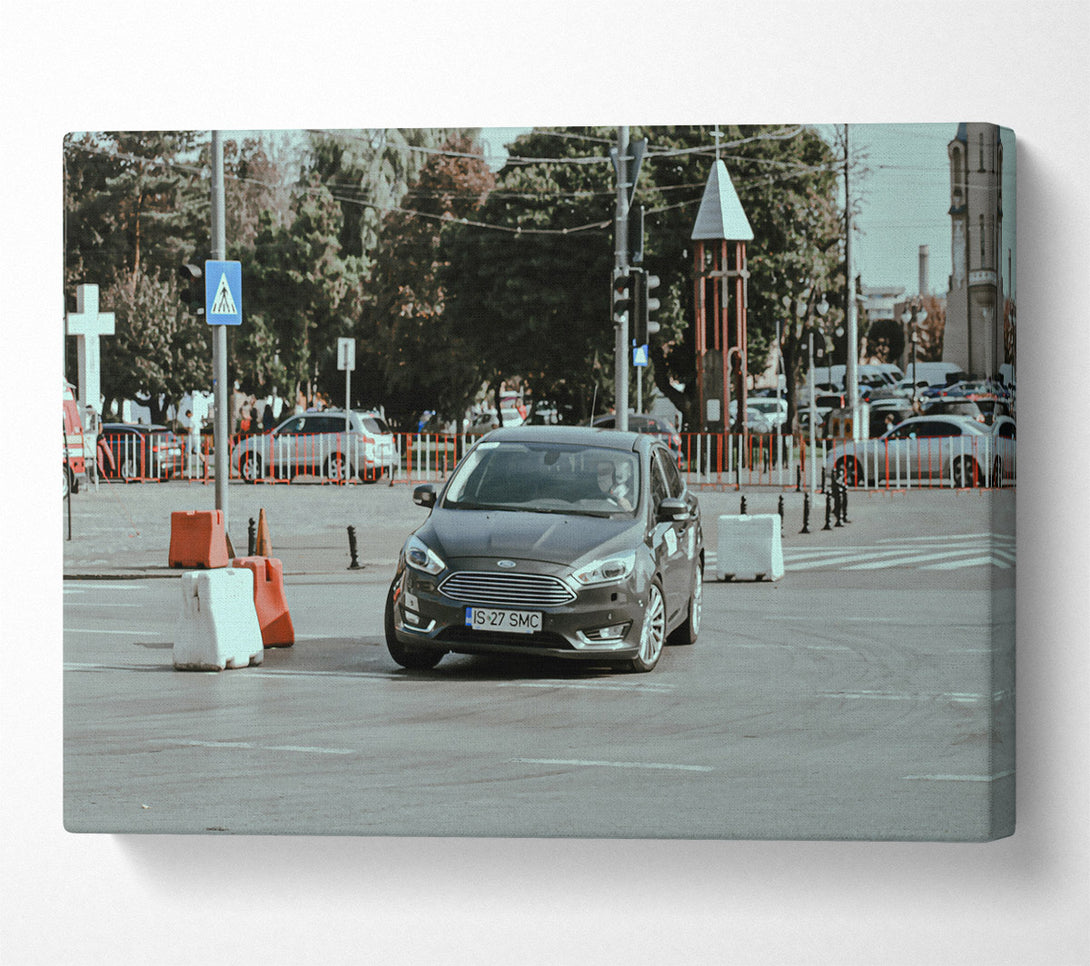  A Canvas Print of Grey City Sedan Canvas Print