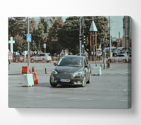  A Canvas Print of Grey City Sedan Canvas Print