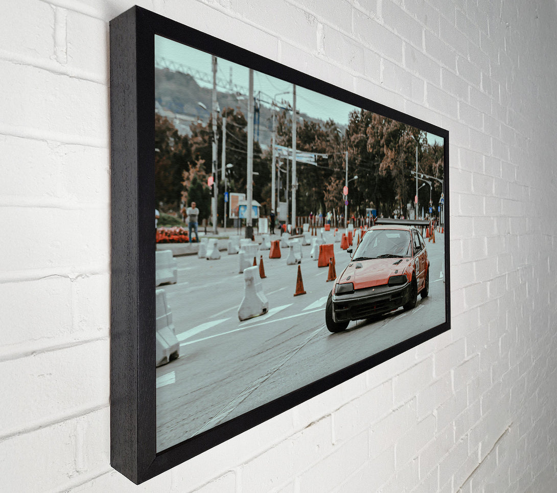 A Canvas Print of Red Car On Track Canvas Print