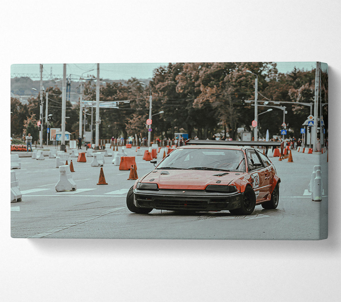  A Canvas Print of Red Car On Track Canvas Print