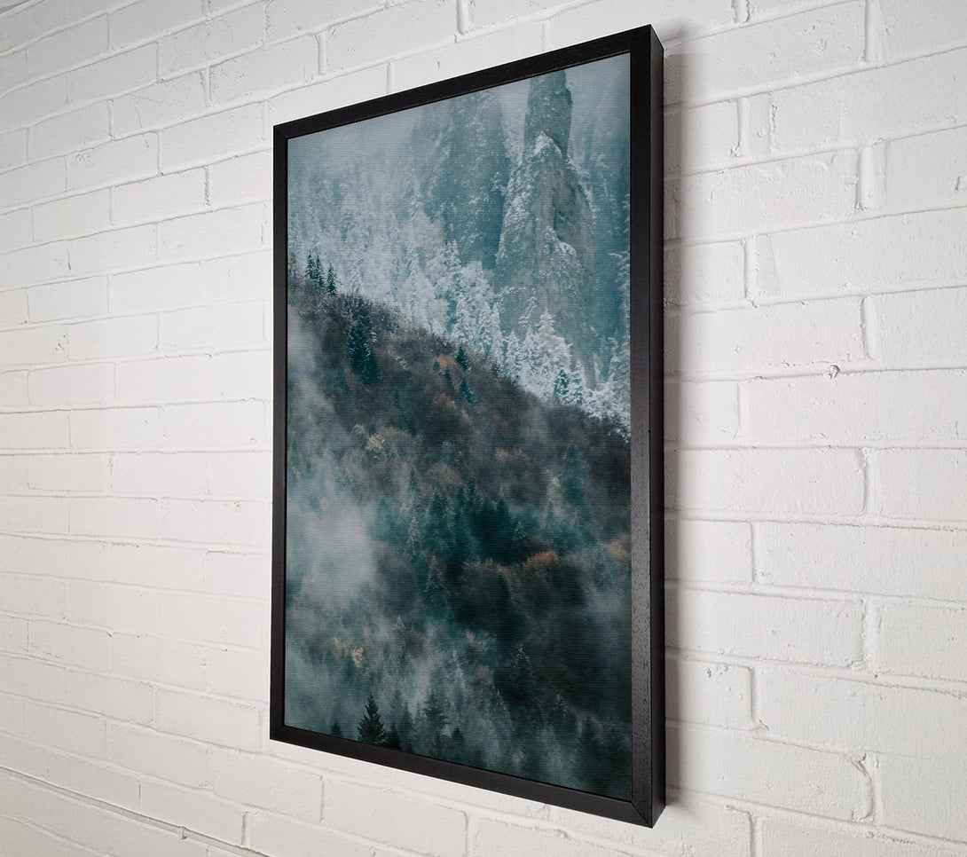  A Canvas Print of Teal Foggy Peaks Canvas Art