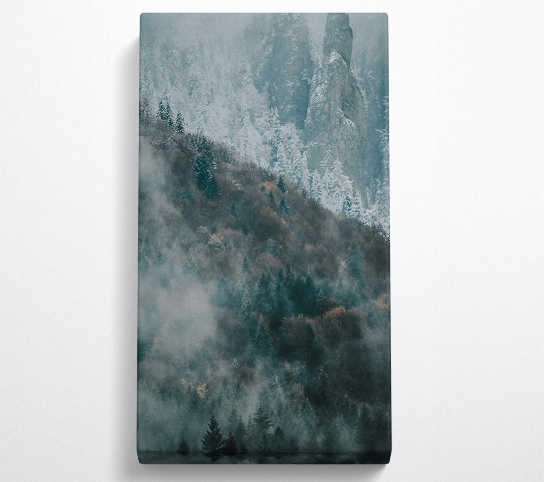  A Canvas Print of Teal Foggy Peaks Canvas Art