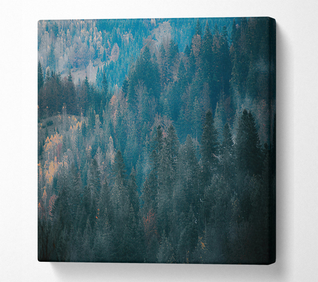  A Canvas Print of Teal Forest Hues Canvas Print