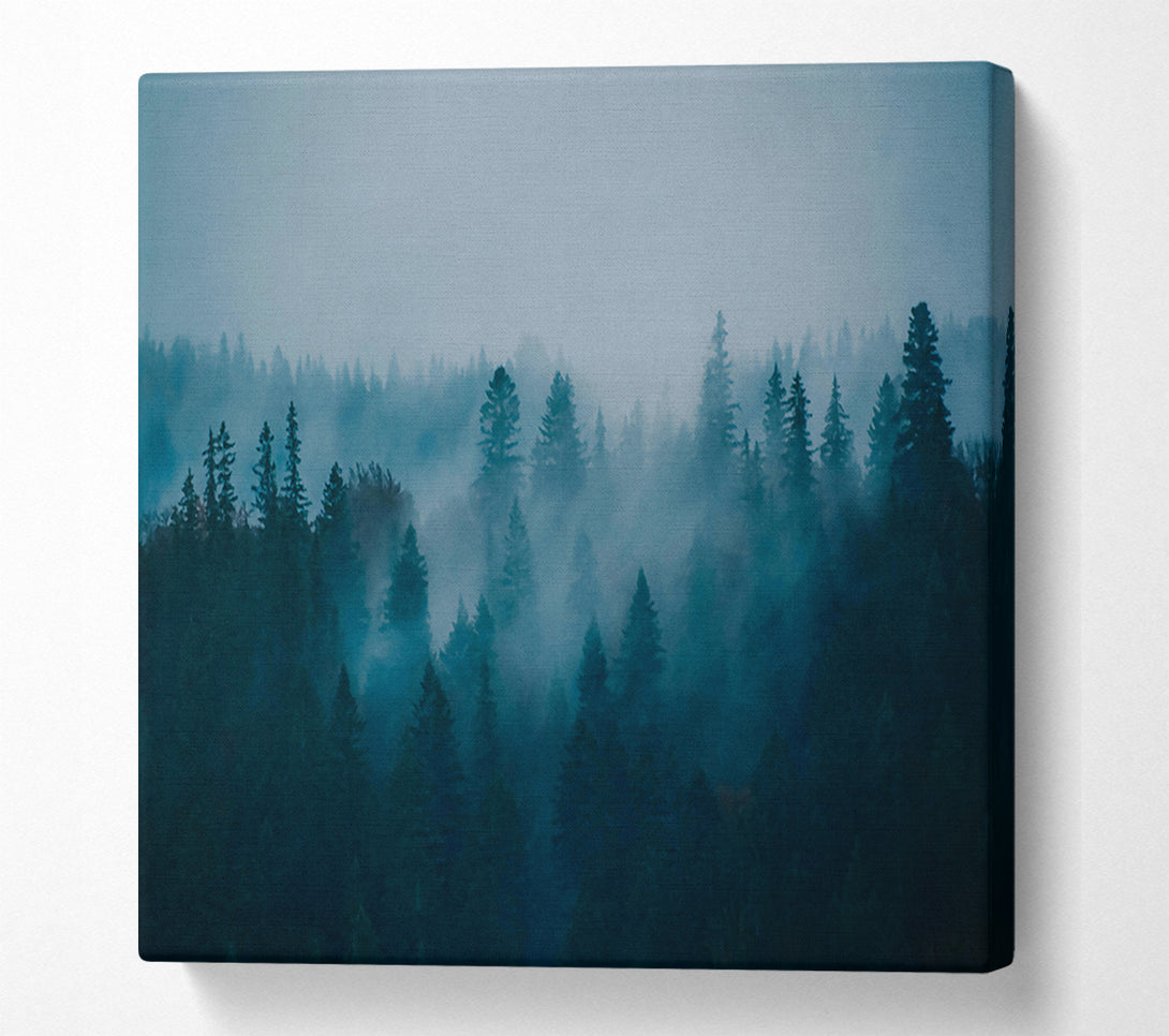  A Canvas Print of Blue Forest Fog Canvas Wall Art