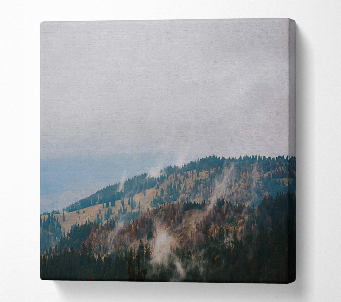  A Canvas Print of Misty Green Peaks Canvas Print