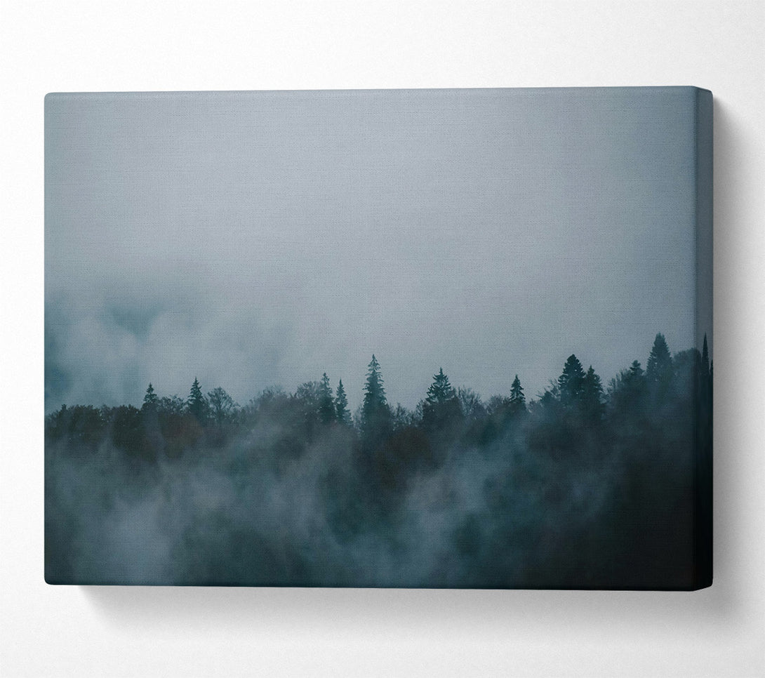  A Canvas Print of Blue Foggy Forest Canvas Wall Art