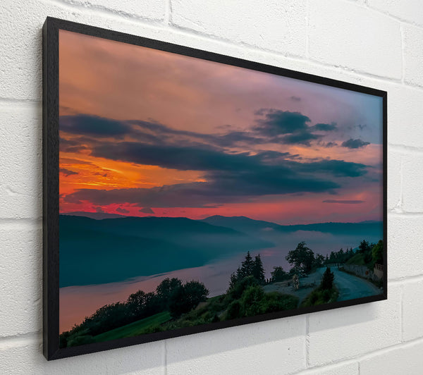 Pink Sunset Over Mountains