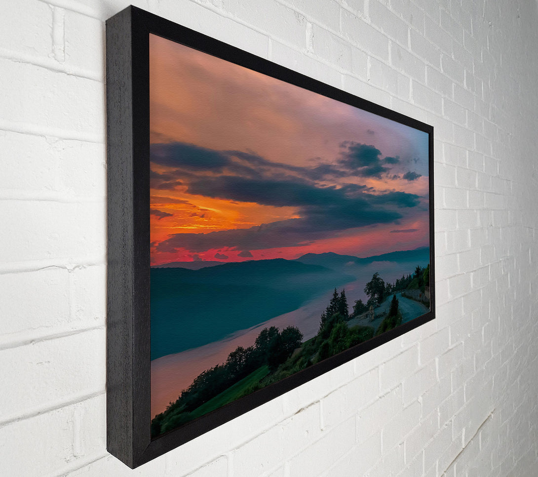  A Canvas Print of Pink Sunset Over Mountains Canvas Wall Art