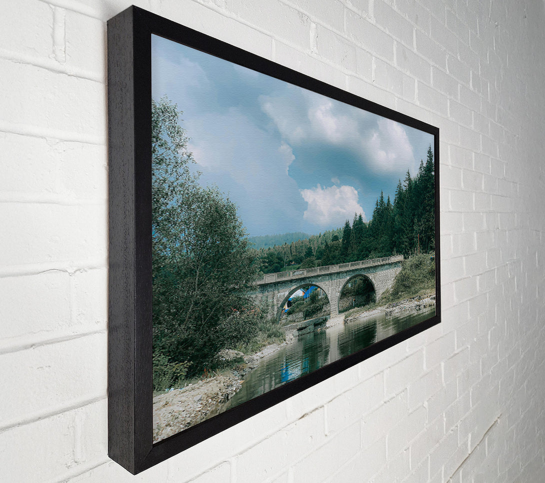  A Canvas Print of Grey Bridge Through Trees Canvas Wall Art