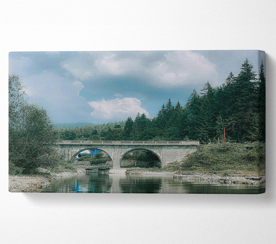  A Canvas Print of Grey Bridge Through Trees Canvas Wall Art