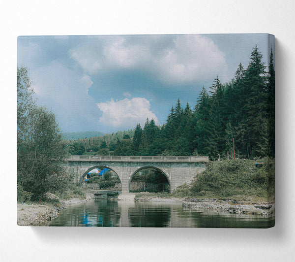  A Canvas Print of Grey Bridge Through Trees Canvas Wall Art