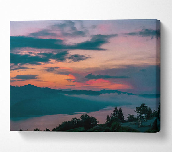  A Canvas Print of Pink Sky Over Mountains Canvas Art