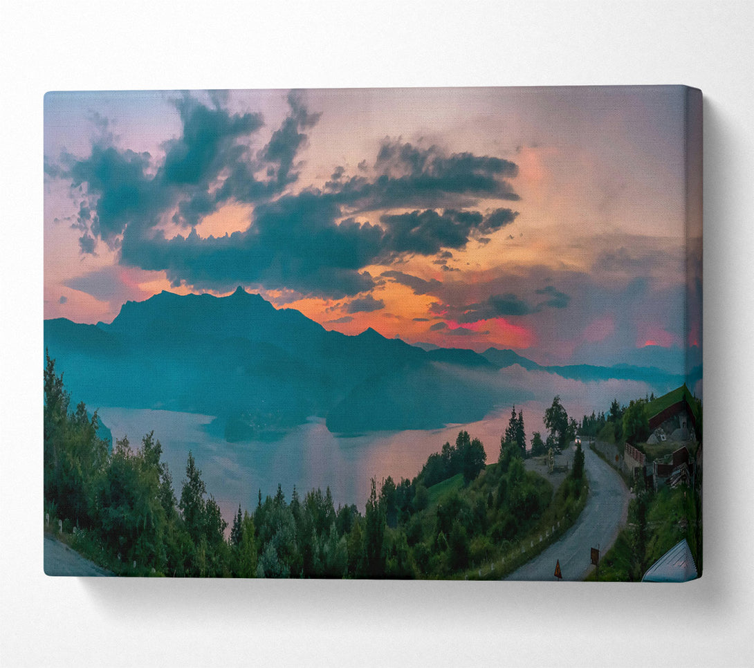  A Canvas Print of Crimson Mountain Sunset Canvas Print