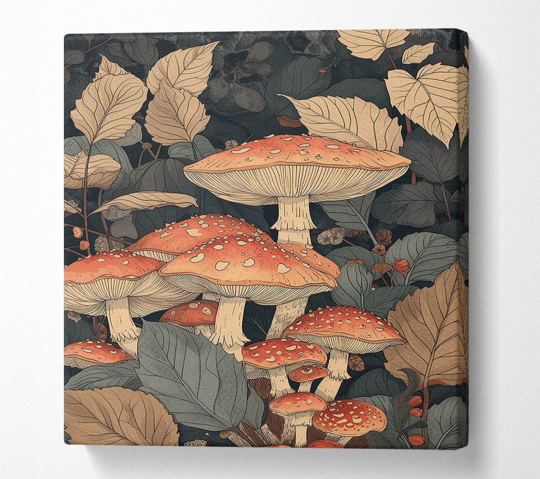  A Canvas Print of Mushrooms And Leaves Canvas Art