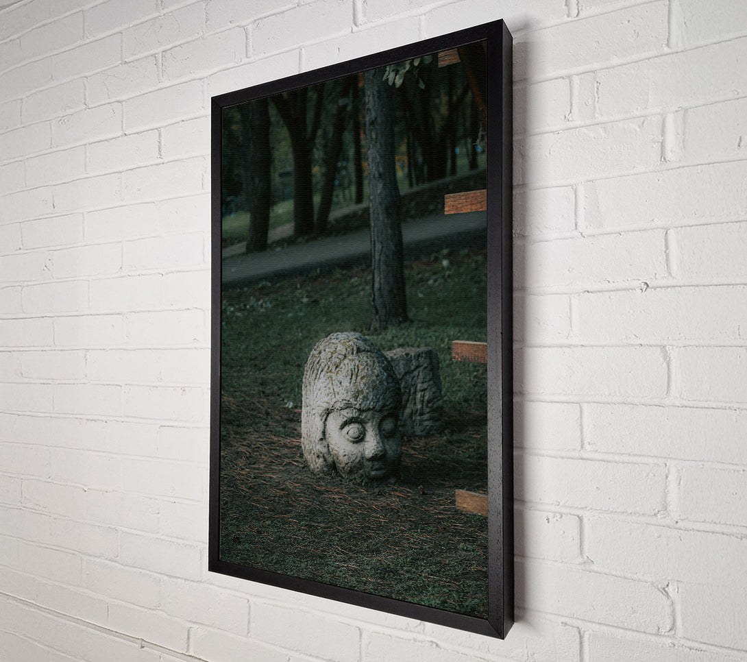  A Canvas Print of Stone Face In Green Canvas Print