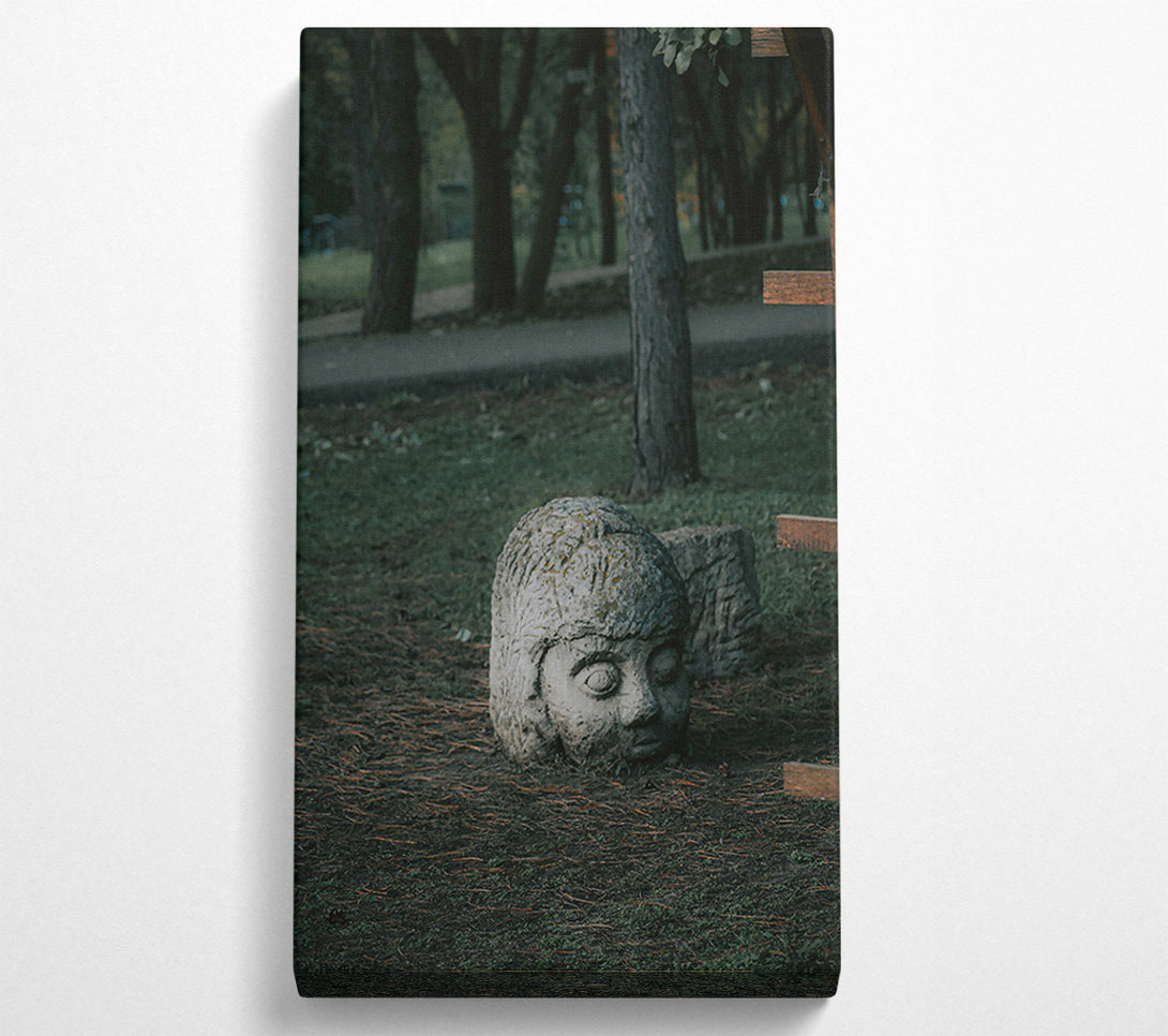  A Canvas Print of Stone Face In Green Canvas Print