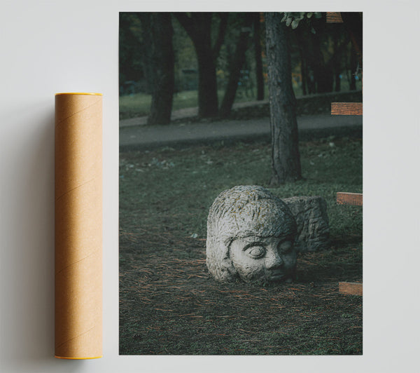 Stone Face In Green Giclee Print