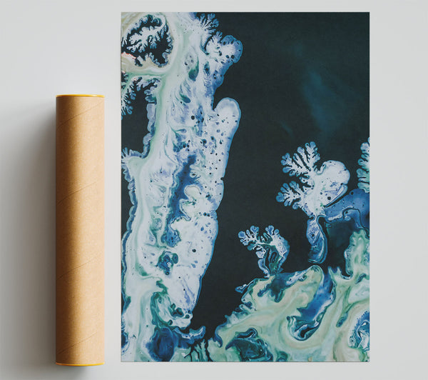 Azure Swirling Shapes Giclee Print
