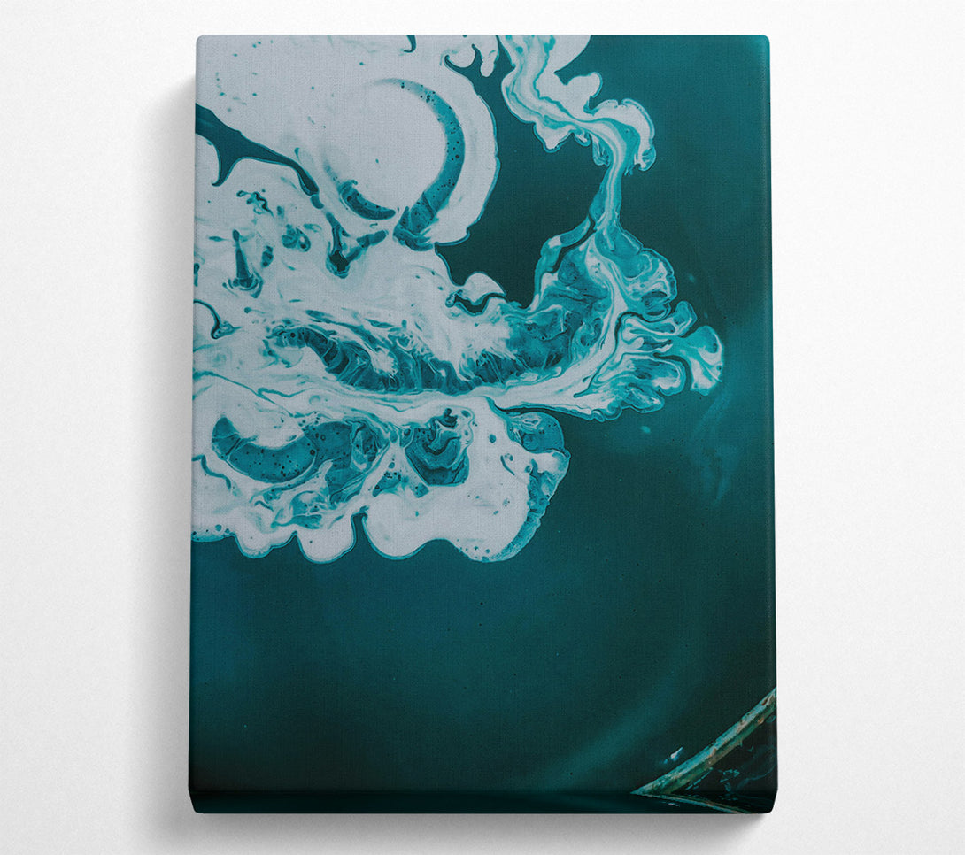  A Canvas Print of Teal Swirling Abstract Canvas Wall Art