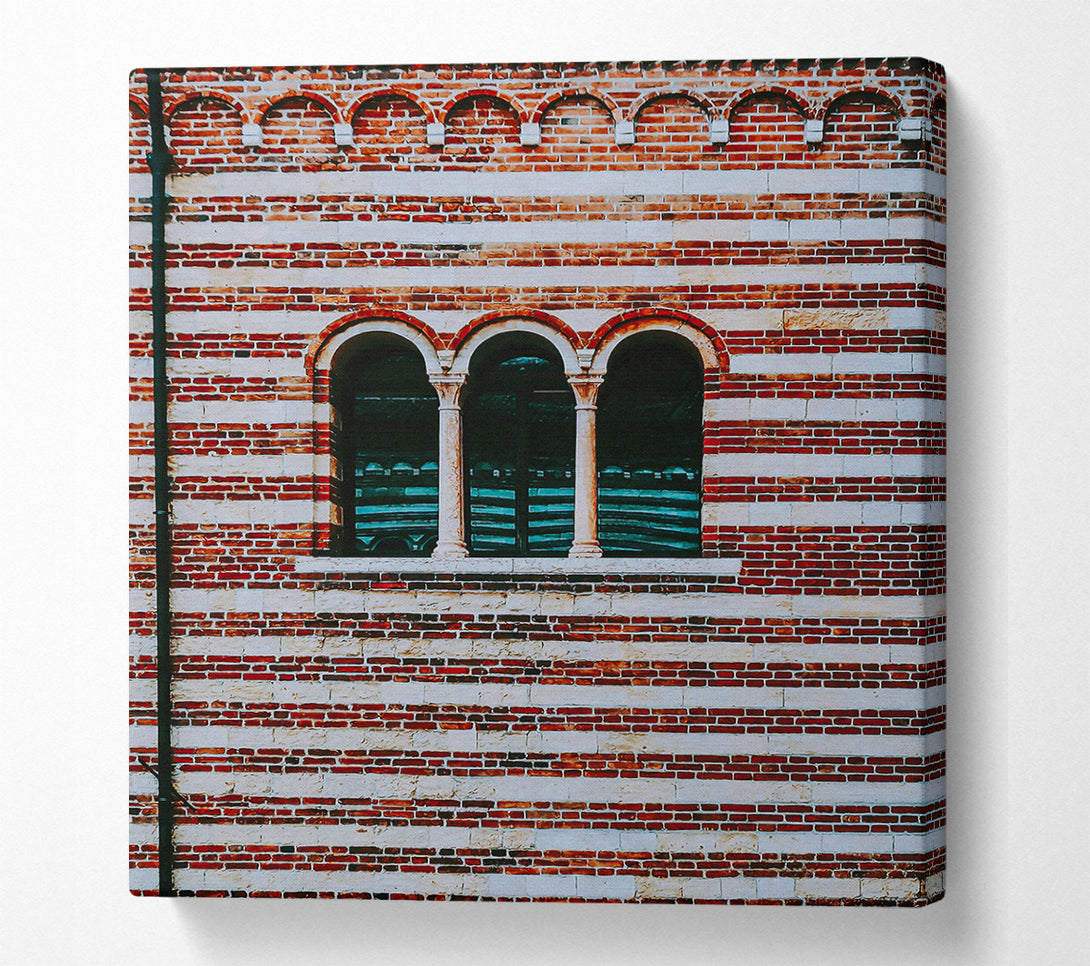 A Canvas Print of Red Brick Arched Window Canvas Print