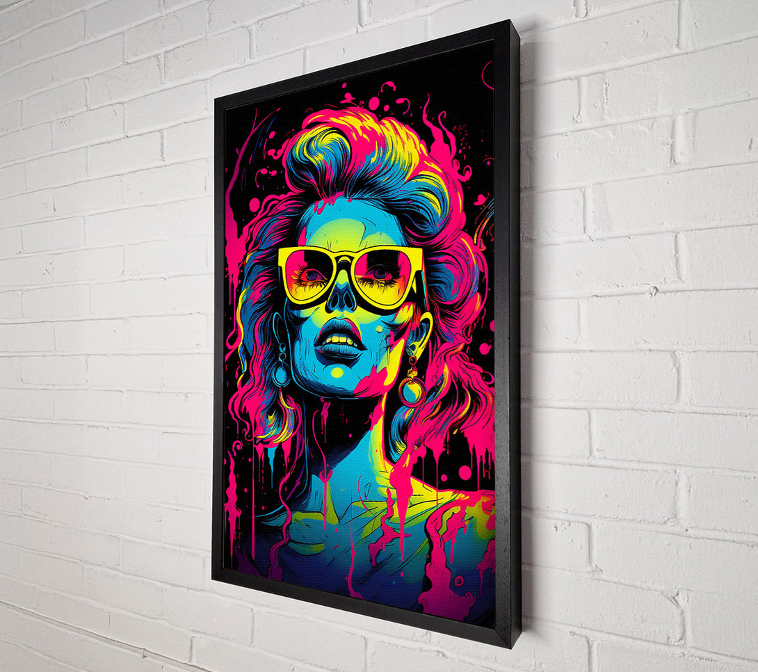  A Canvas Print of Neon Cyberpunk Girl Splash Canvas Wall Art