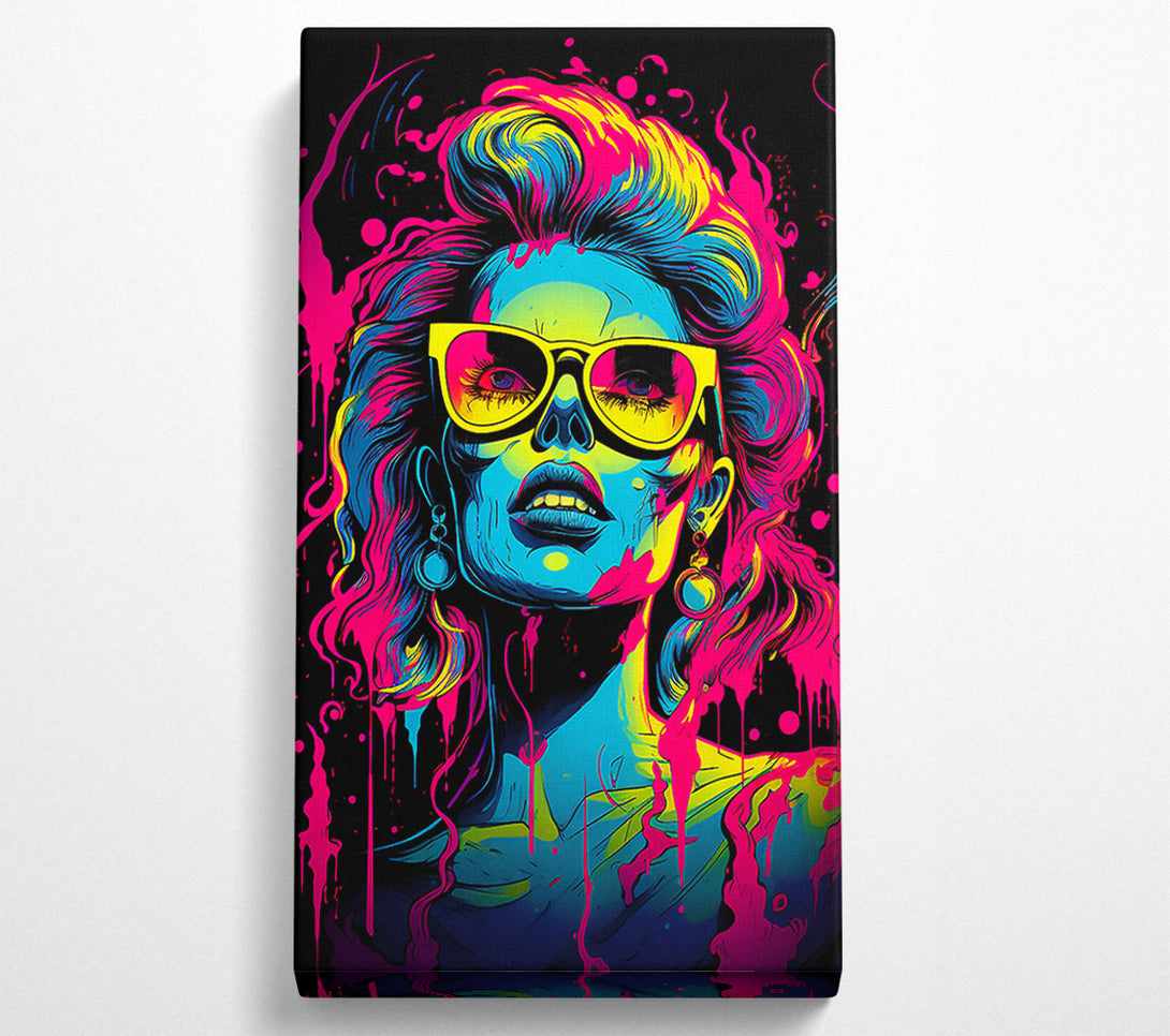  A Canvas Print of Neon Cyberpunk Girl Splash Canvas Wall Art