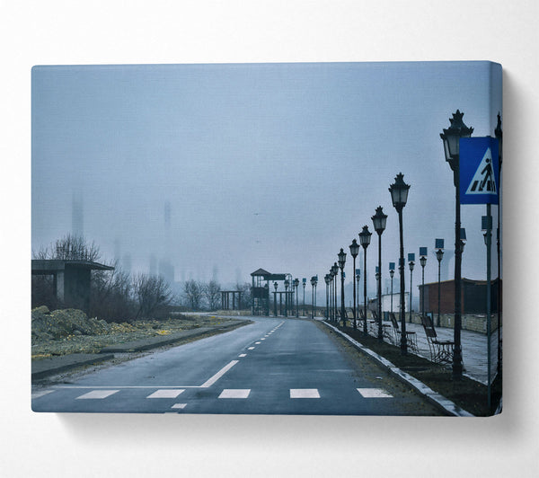  A Canvas Print of Blue Foggy Road Canvas Wall Art