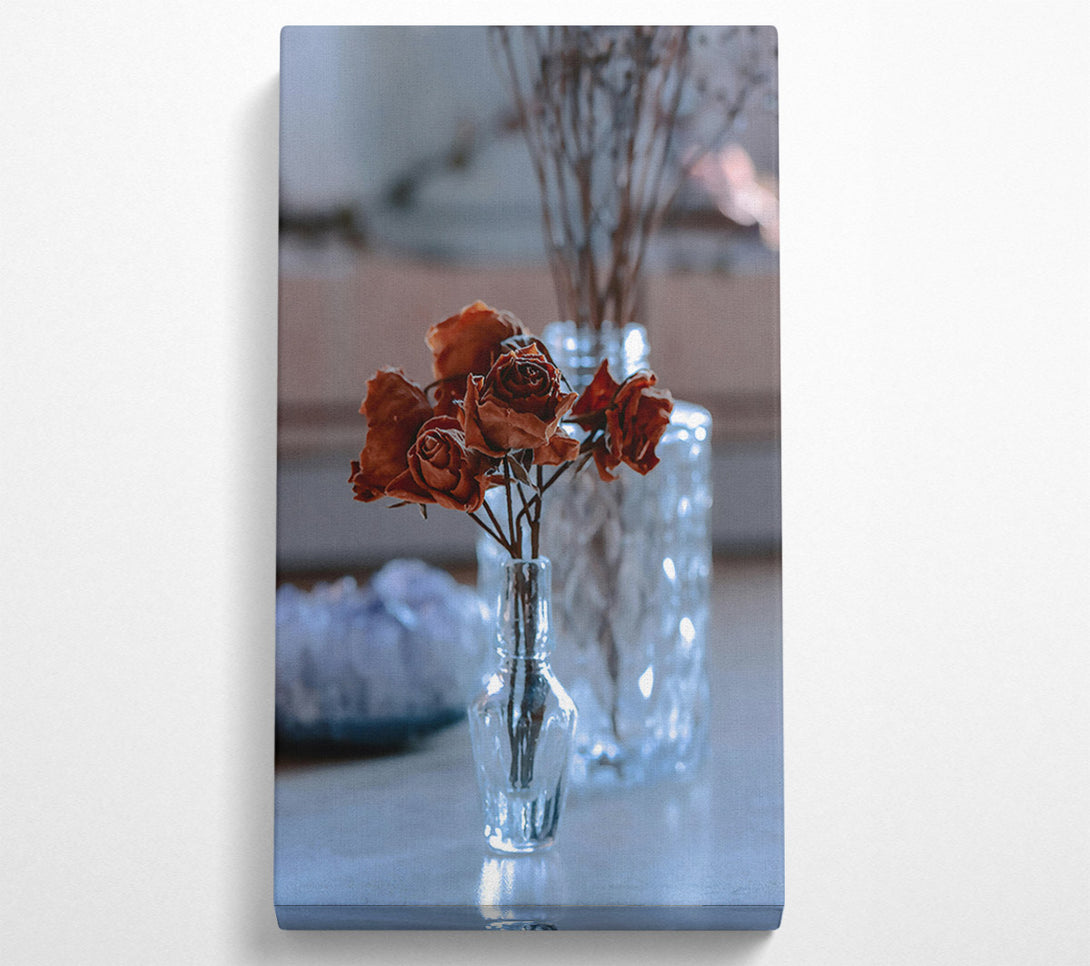  A Canvas Print of Brown Roses In Glass Canvas Print