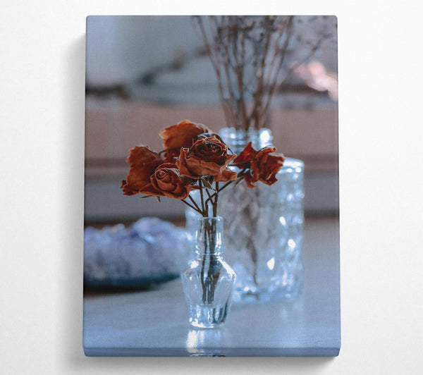  A Canvas Print of Brown Roses In Glass Canvas Print