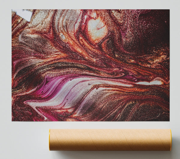 Crimson Gold Swirls Poster